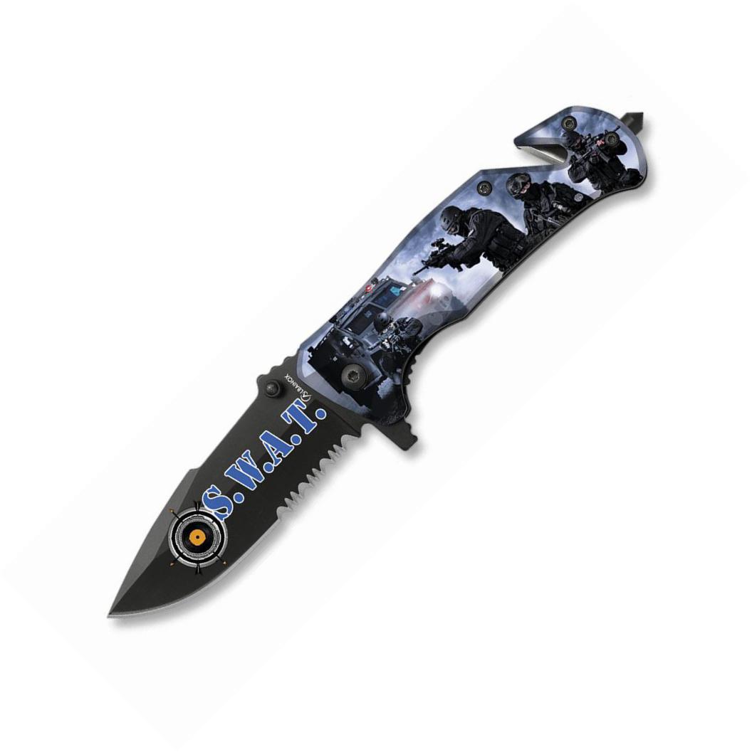 Albainox tactical pocket knife with 3D printing SWAT, FOS and 8.2...