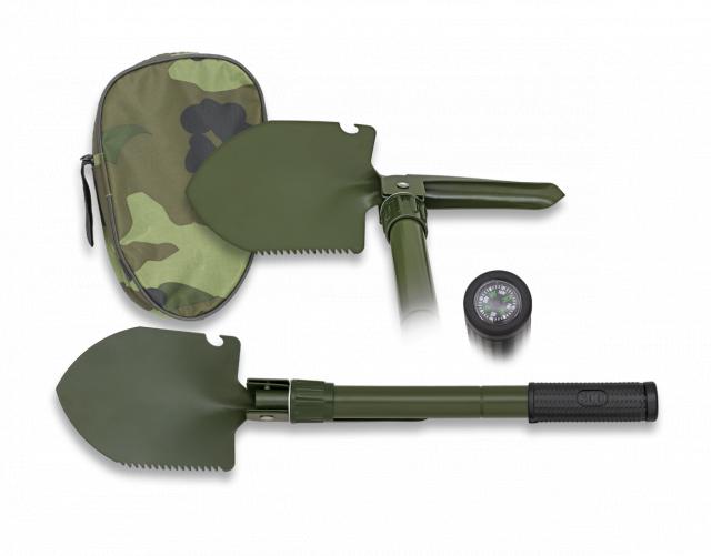 Pelle de pioche de survie amovible en métal vert