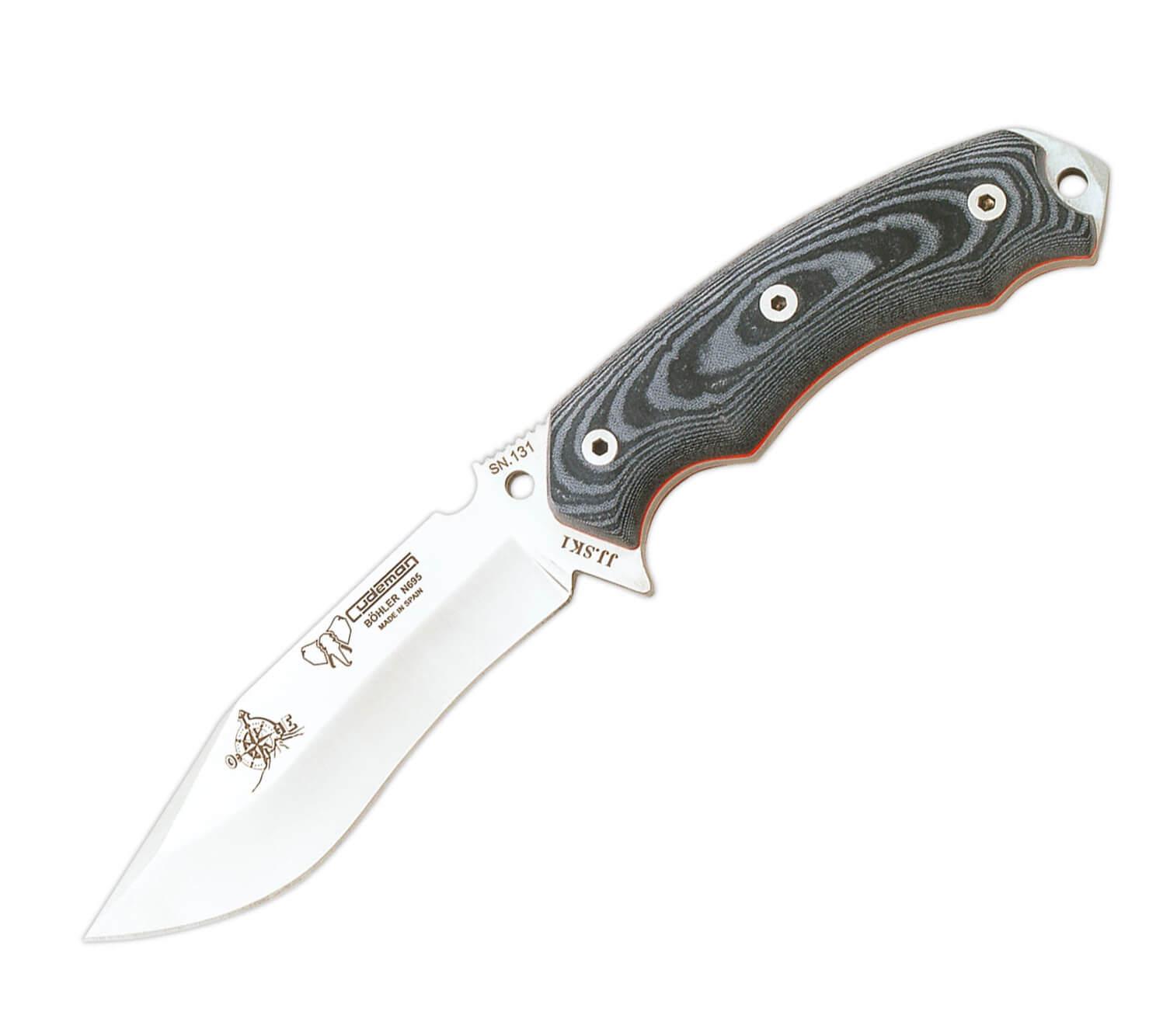 Coltello Cudeman JJSK1. Manico in micarta nera. Acciaio Böhler N-695. Custodia in pelle. Kit completo
