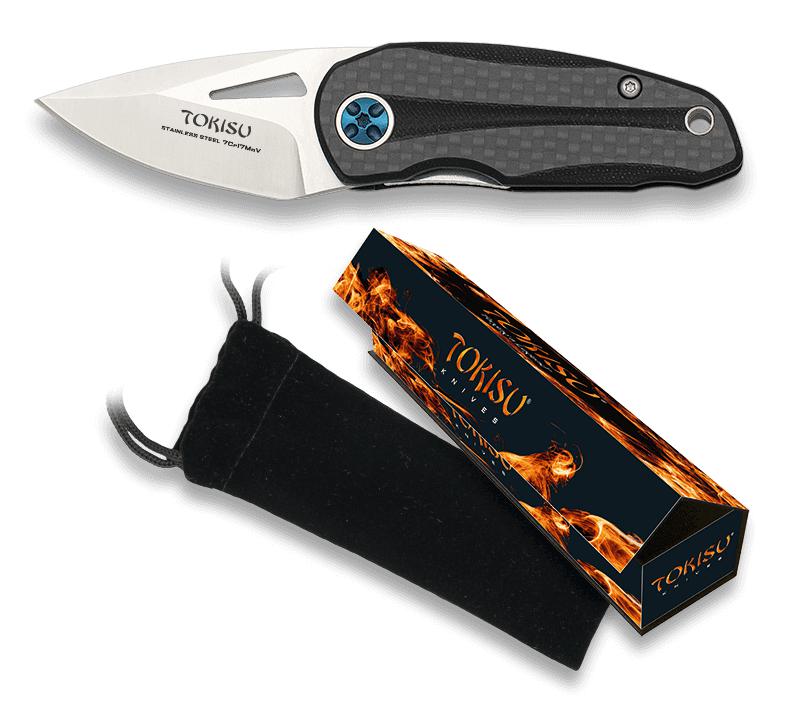 TOKISU Tactical Knife, 5.00 cm blade and G10 Carbon fiber handle