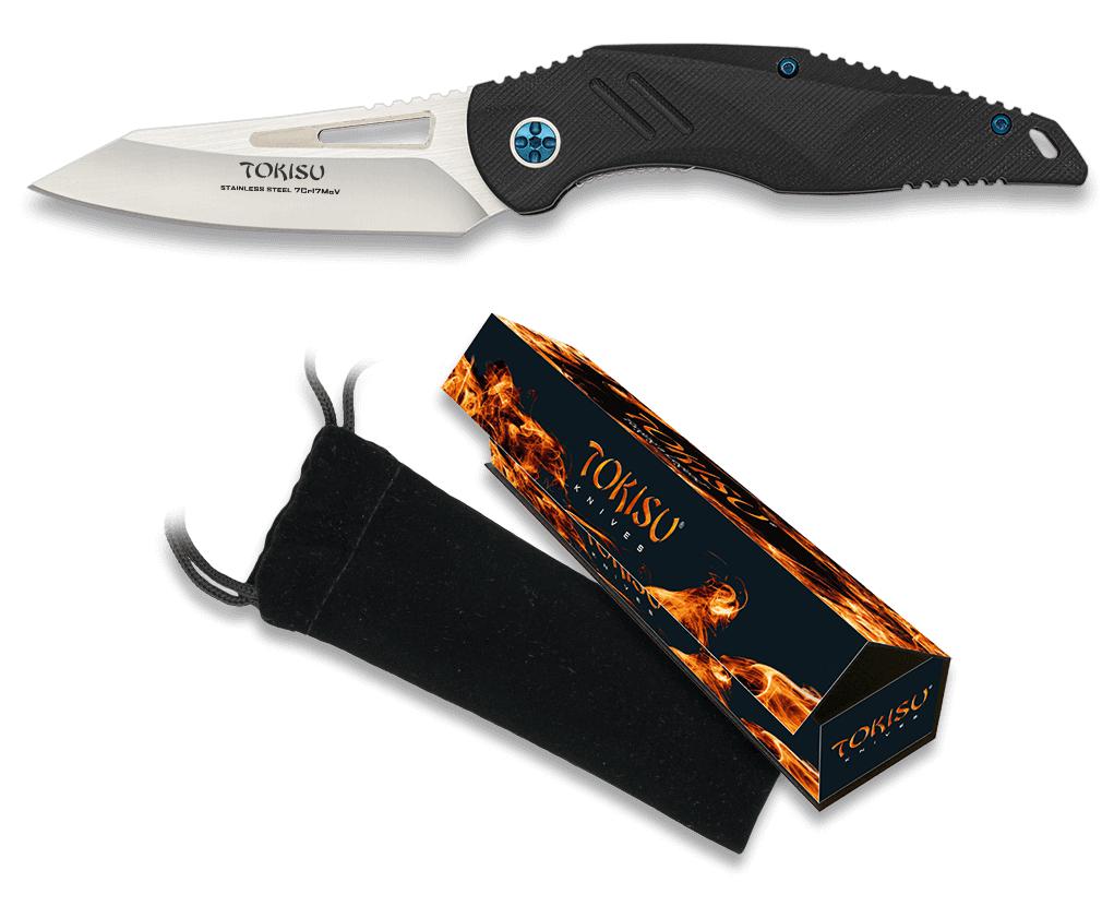 TOKISU Tactical Knife, 8.80 cm blade and G10 Black handle