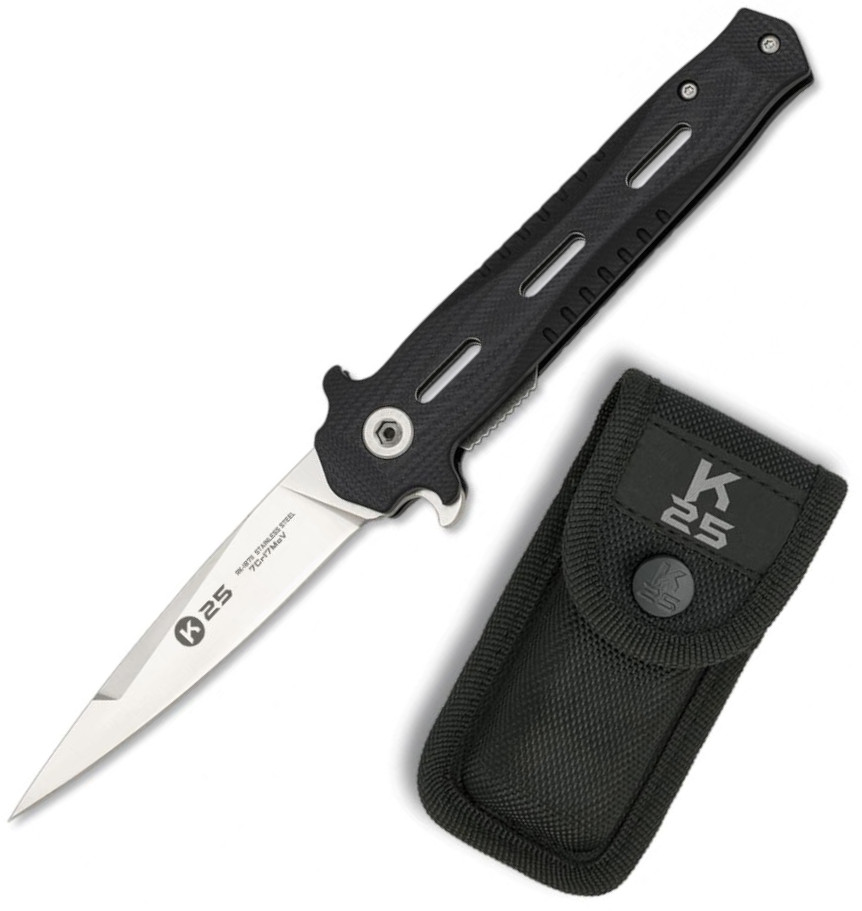 K25 tactical knife, 8.50 cm single-edged blade and black G-10 han...