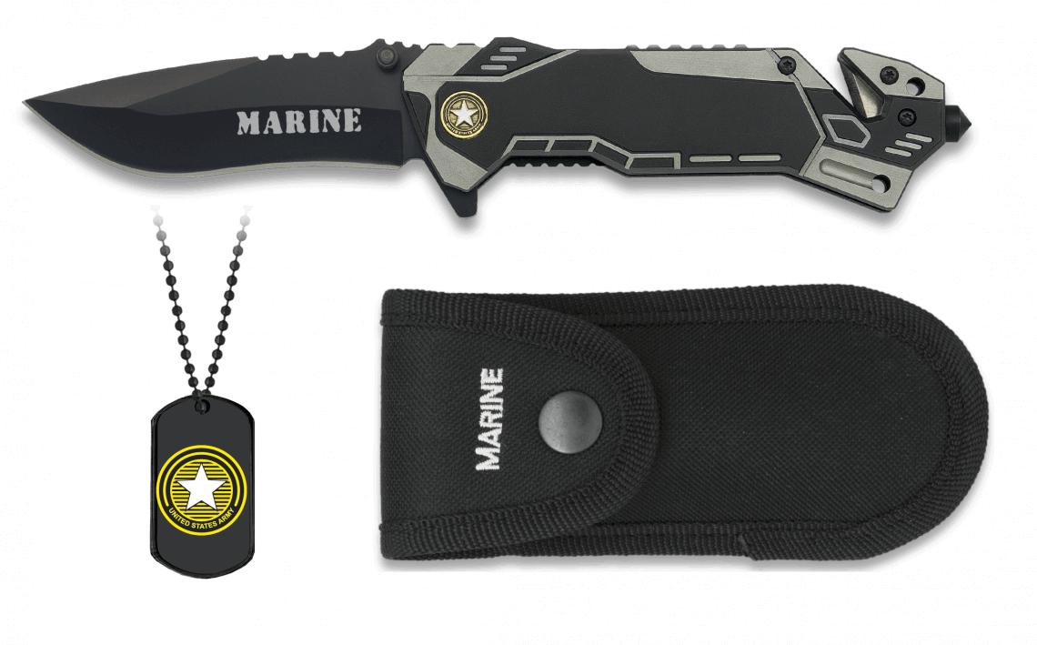 Albainox MARINE tactical pocket knife with plate, belt cutter and...