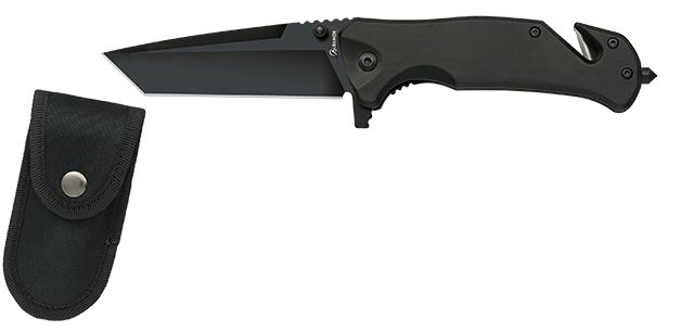 Albainox black Tanto safety pocket knife with nylon sheath and 8 ...
