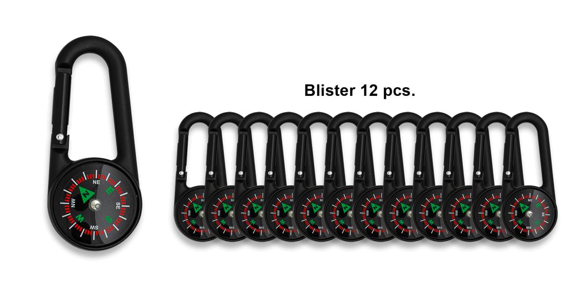 Moschettoni con bussola lunghi 7 cm presentati in blister da 12 u...