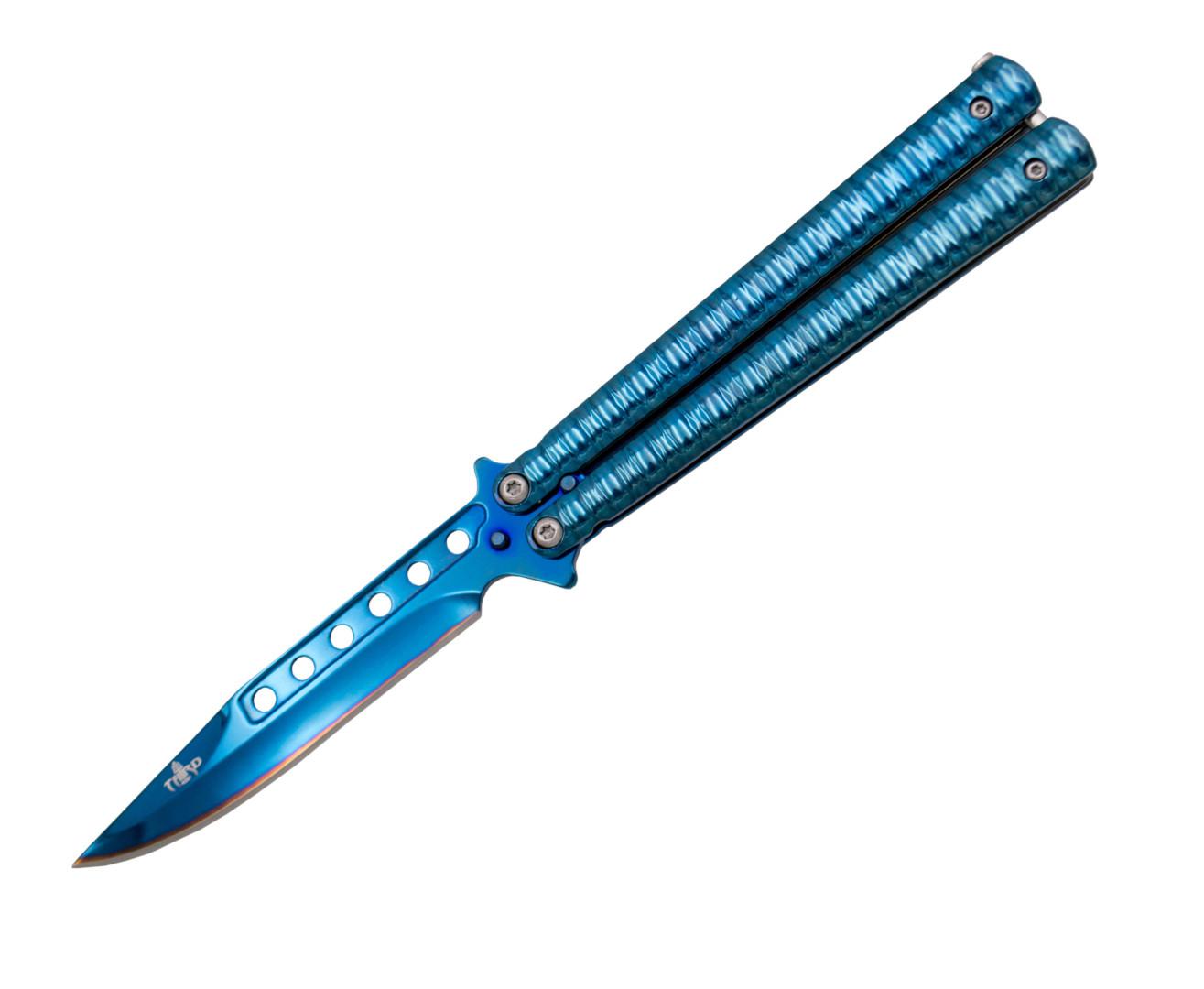 Blaues Schmetterlingsmesser mit Titangriff