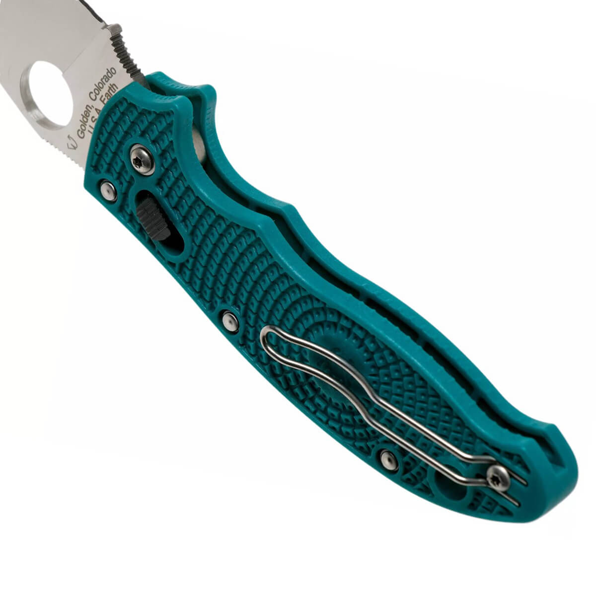 Spyderco Manix 2 Taschenmesser mit türkisfarbenem FRCP-Griff und 8,6 cm langer Klinge