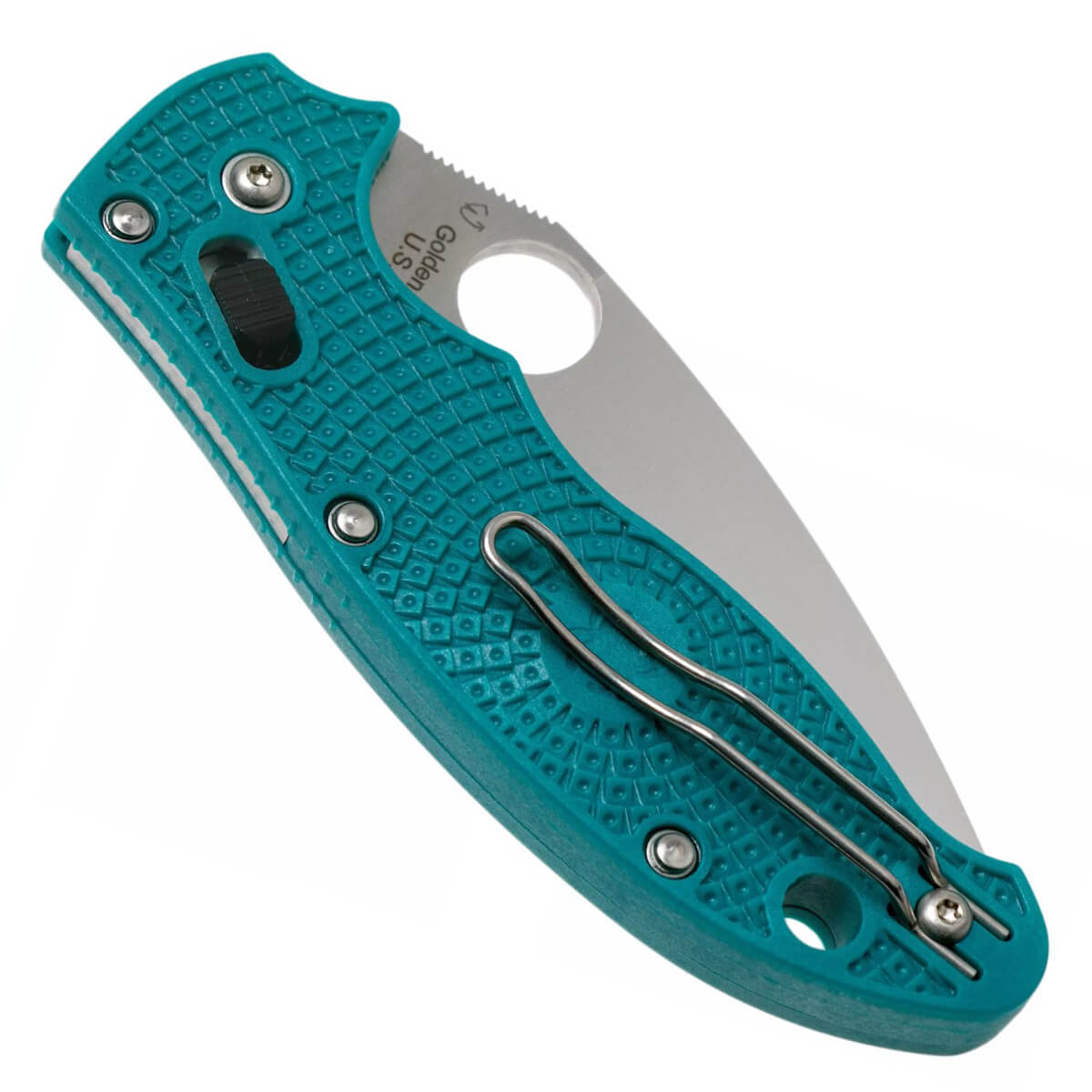 Spyderco Manix 2 Taschenmesser mit türkisfarbenem FRCP-Griff und 8,6 cm langer Klinge