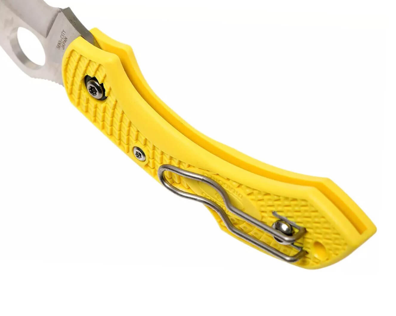 Couteau tactique Spyderco Dragonfly 2 Salt avec manche FRN jaune et lame en acier H1 avec tranchant SpyderEdge