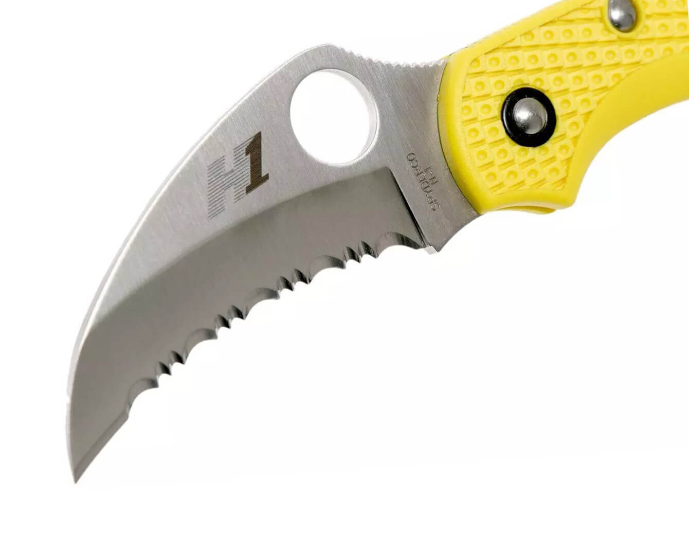 Couteau tactique Spyderco Dragonfly 2 Salt avec manche FRN jaune et lame en acier H1 avec tranchant SpyderEdge