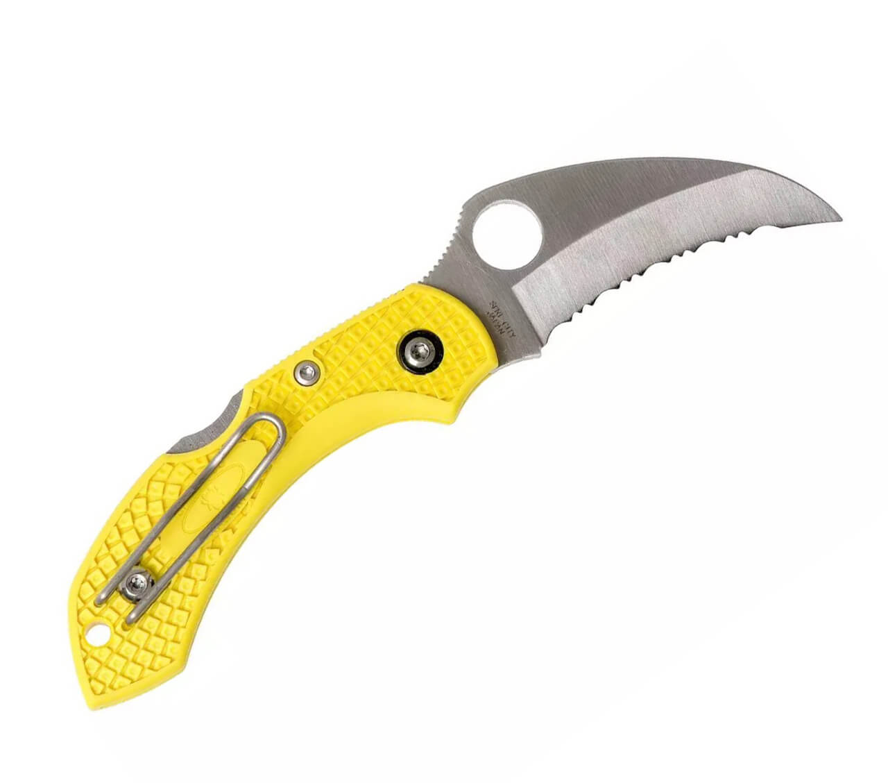 Couteau tactique Spyderco Dragonfly 2 Salt avec manche FRN jaune et lame en acier H1 avec tranchant SpyderEdge