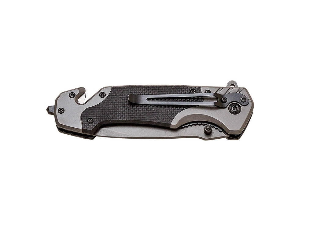 Couteau de sauvetage JKR PRO 10016 avec manche en G10 et lame de 9,5 cm avec revêtement en titane