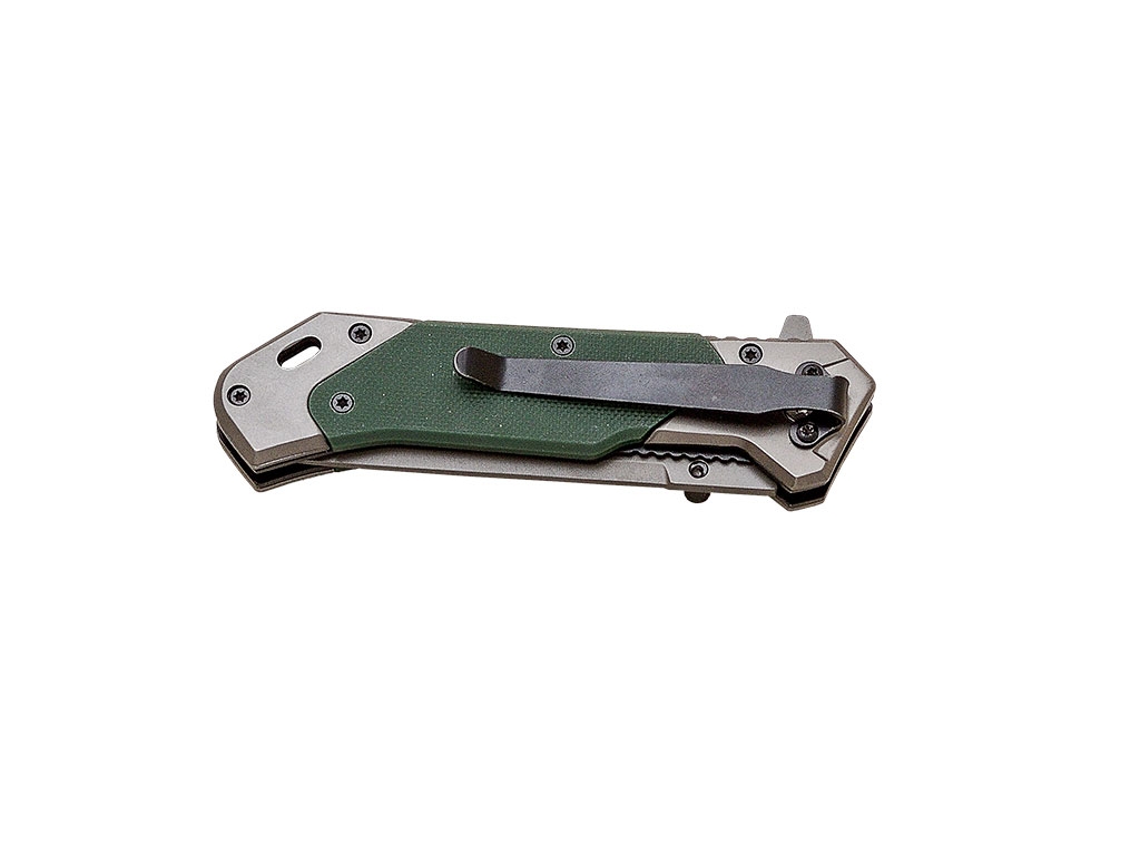 Couteau de sauvetage JKR PRO 10017 avec manche en G10 et lame de 8 cm avec revêtement en titane