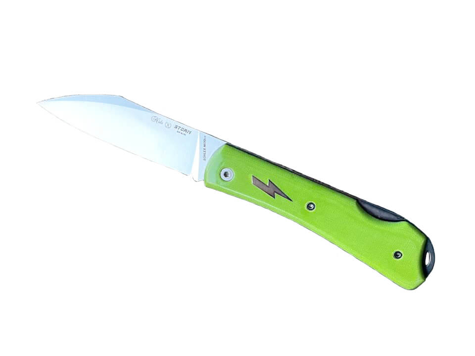 Coltello tascabile Nieto Storm con guance in micarta verde fluo