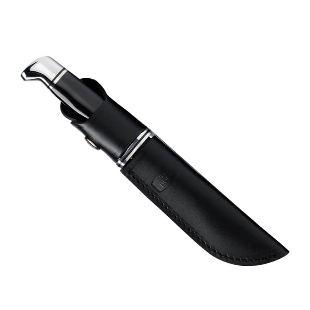 Faca de caça Buck Brahma 0117BKS com cabo em fenol kraft preto e lâmina de 8,3 cm