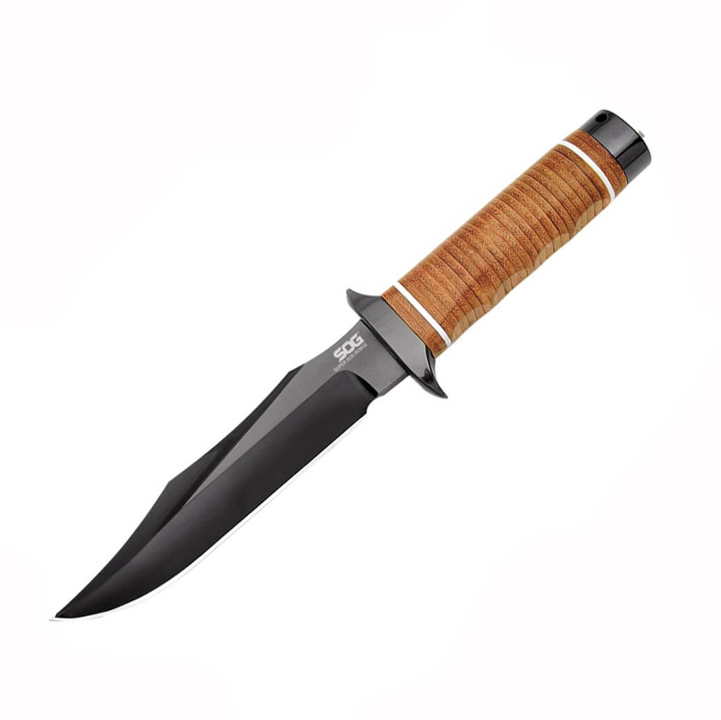 Cuchillo Super SOG Bowie SB1T-L con mango de cuero