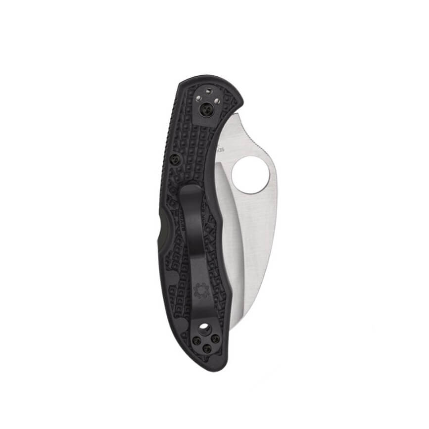 Couteau de poche Spyderco Tasman Salt 2 avec manche FRN noir et lame dentelée en acier H-1 C106SBK2