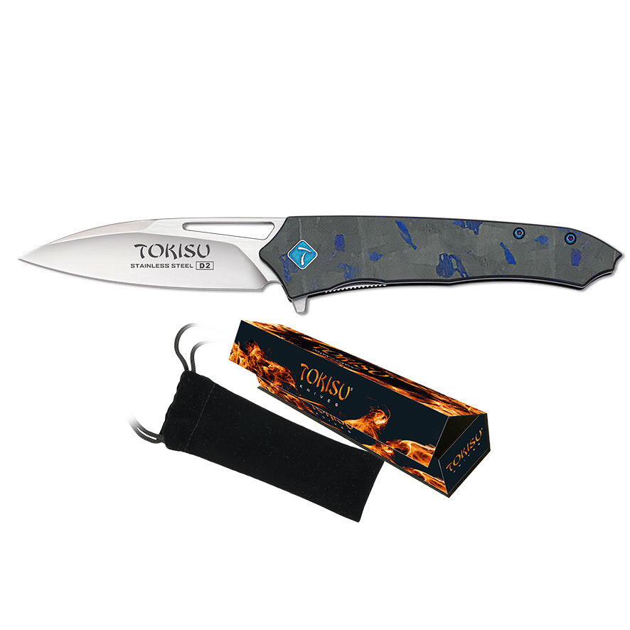 Couteau tactique Tokisu avec manche en G10 et fibre de carbone et lame de 8 cm