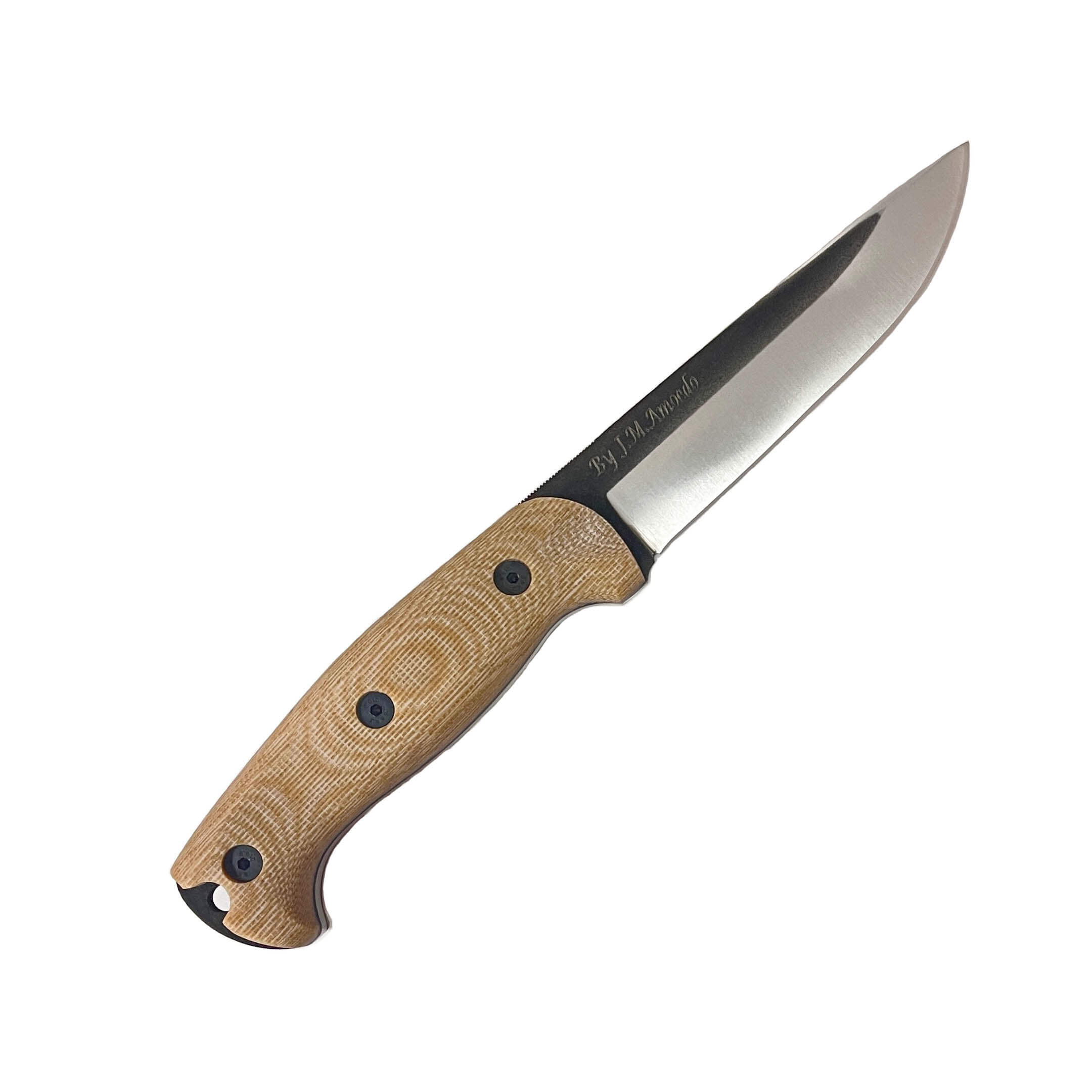 Faca de bushcraft Amarok 5 com cabo de micarta canvas do deserto e lâmina de 5"