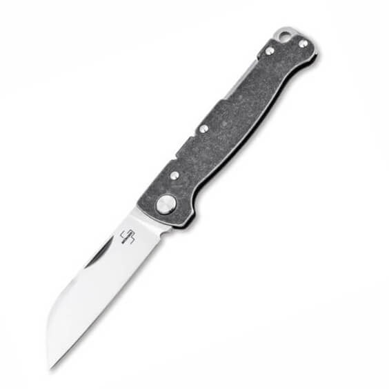 Taschenmesser mit stahlgriff in dunkler stonewash optik