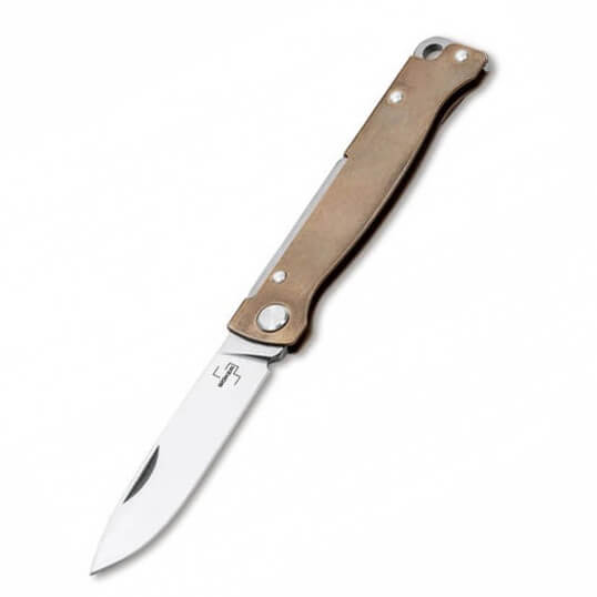 Taschenmesser mit goldfarbenem messinggriff