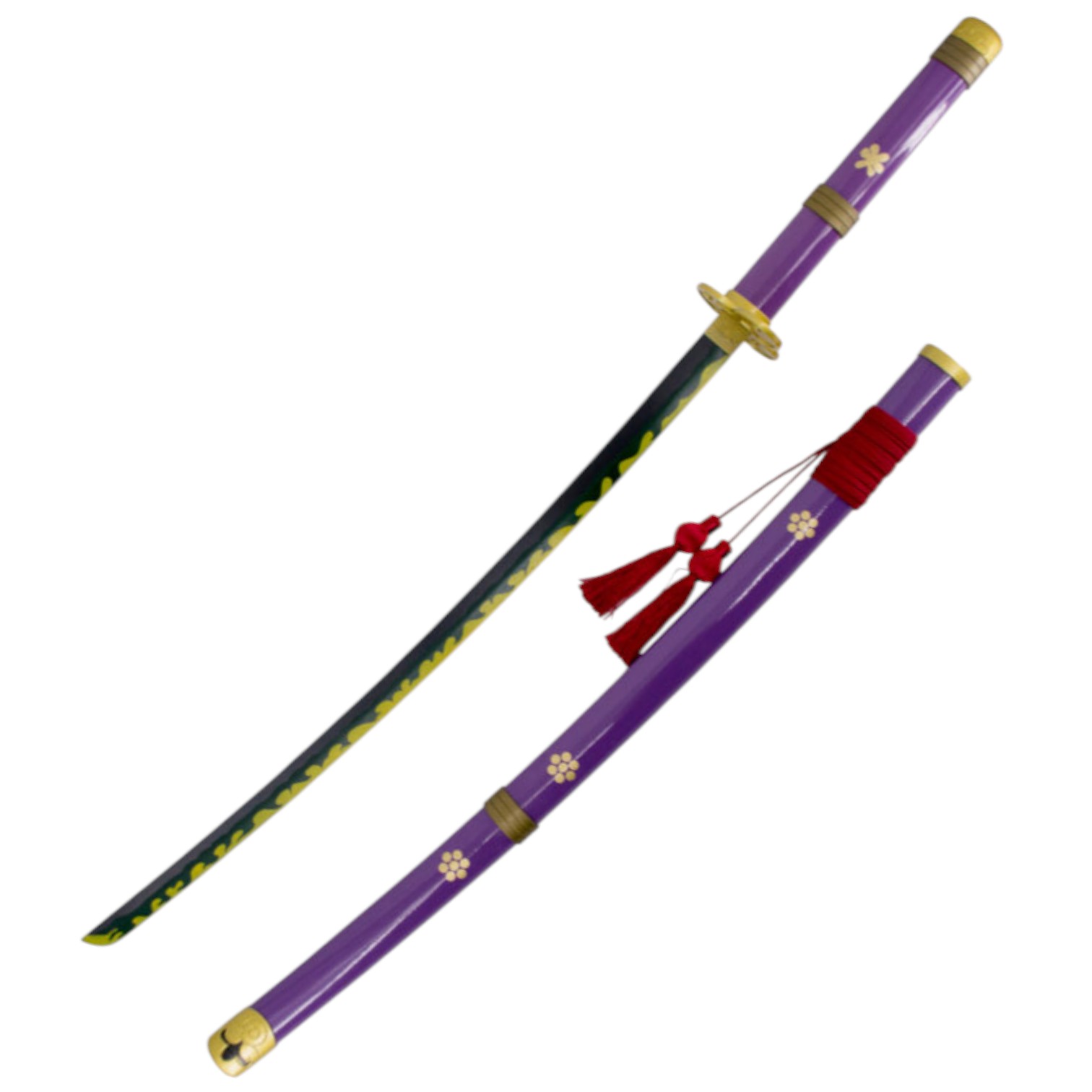 Katana Enma da Zoro na cor One Piece lilás com detalhes dourados