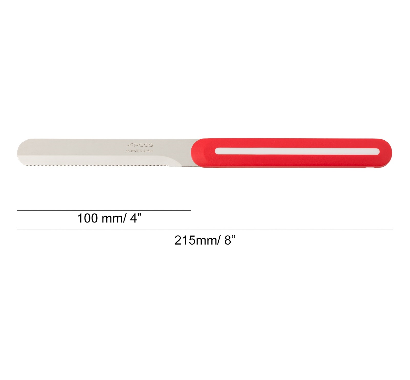 Arcos Nitrum red table knife with 10 cm micro-pearl blade