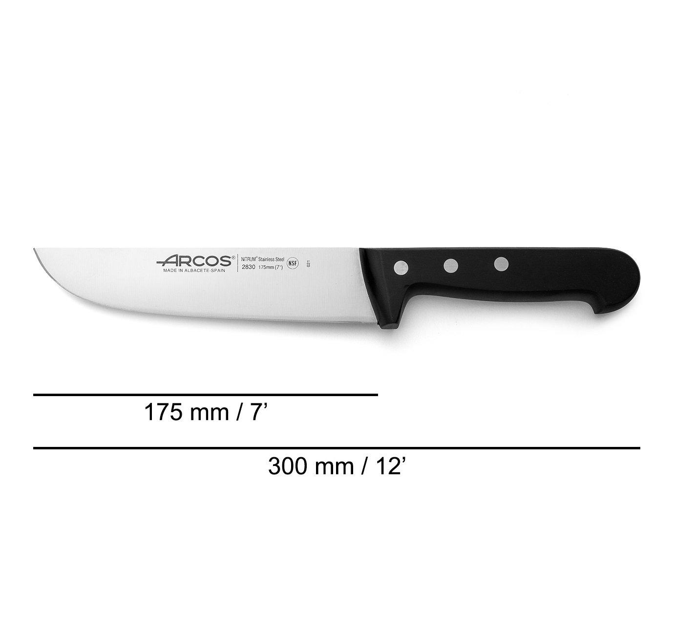 Arcos Universal Straight Butcher Knife with 17.5 cm blade and Polyoxymethylene handle