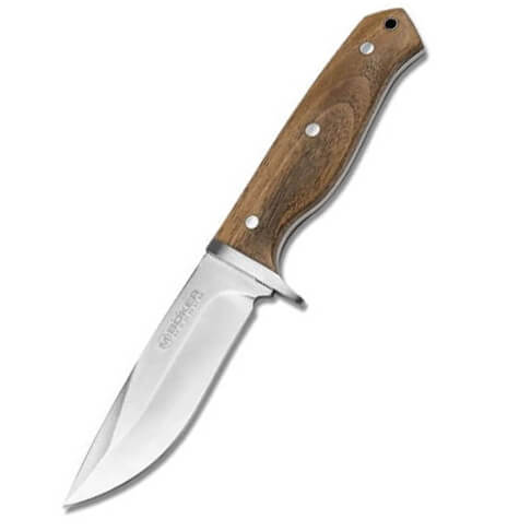 Outdoor messer mit griff aus walnussholz