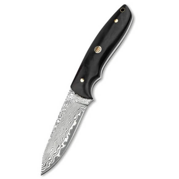 Messer mit Damaszenerstahlklinge und ebenholzgriff