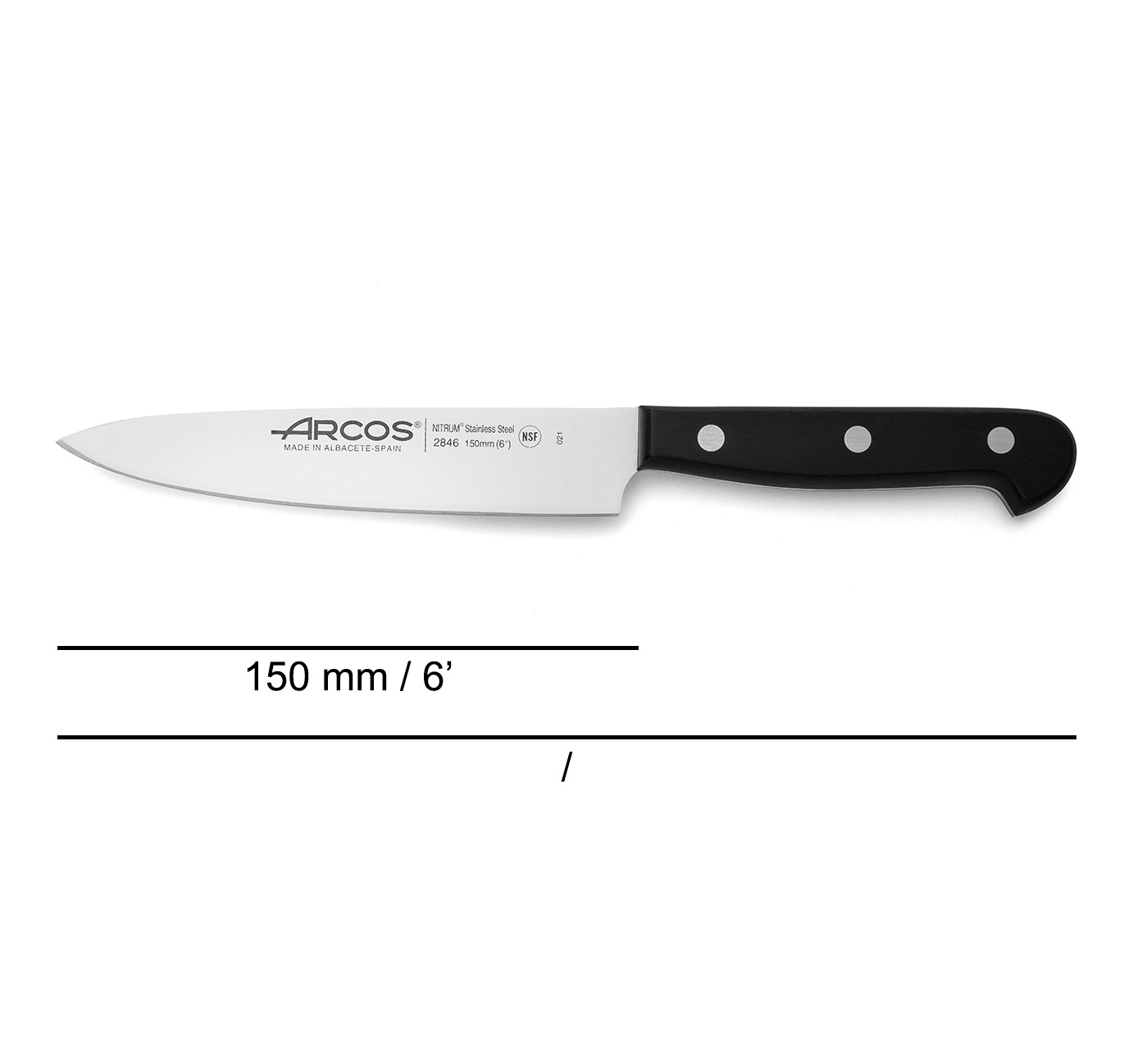 Arcos Universal 150 mm chef's knife with black polyoxymethylene handle