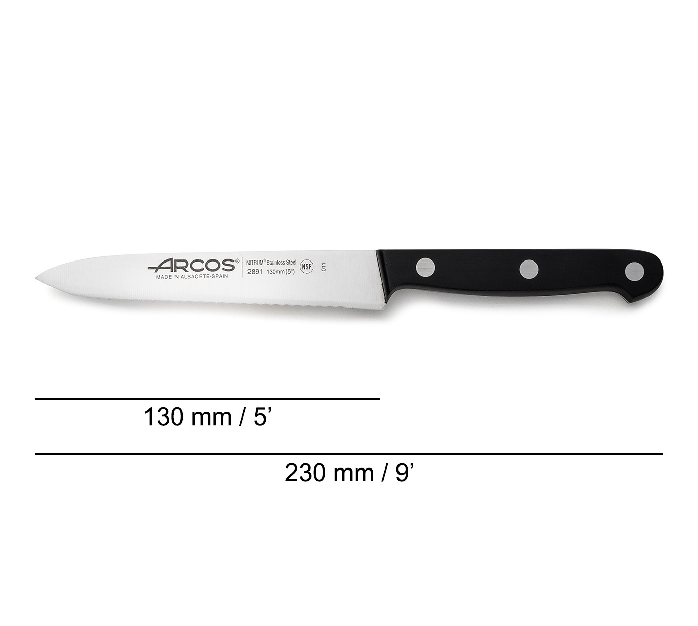 Faca de tomate Arcos Universal 130 mm com cabo em polioximetileno preto