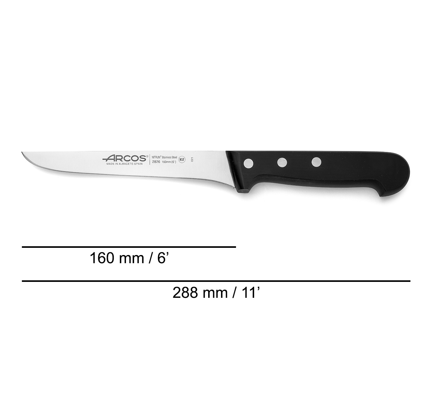 Arcos Universal 160 mm boning knife with black polyoxymethylene handle
