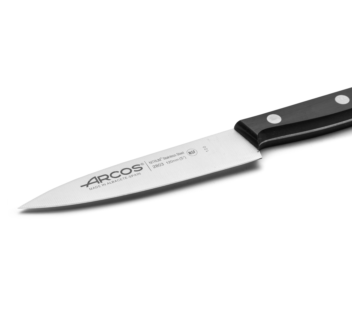 Coltello da chef universale Arcos con manico in poliossimetilene nero e lama larga da 120 mm