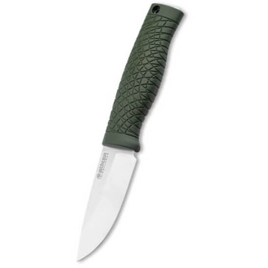 Nature knife with powder metallurgy steel blade and downward poin...
