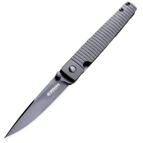 Tactical pocket knife with line lock and drop point blade