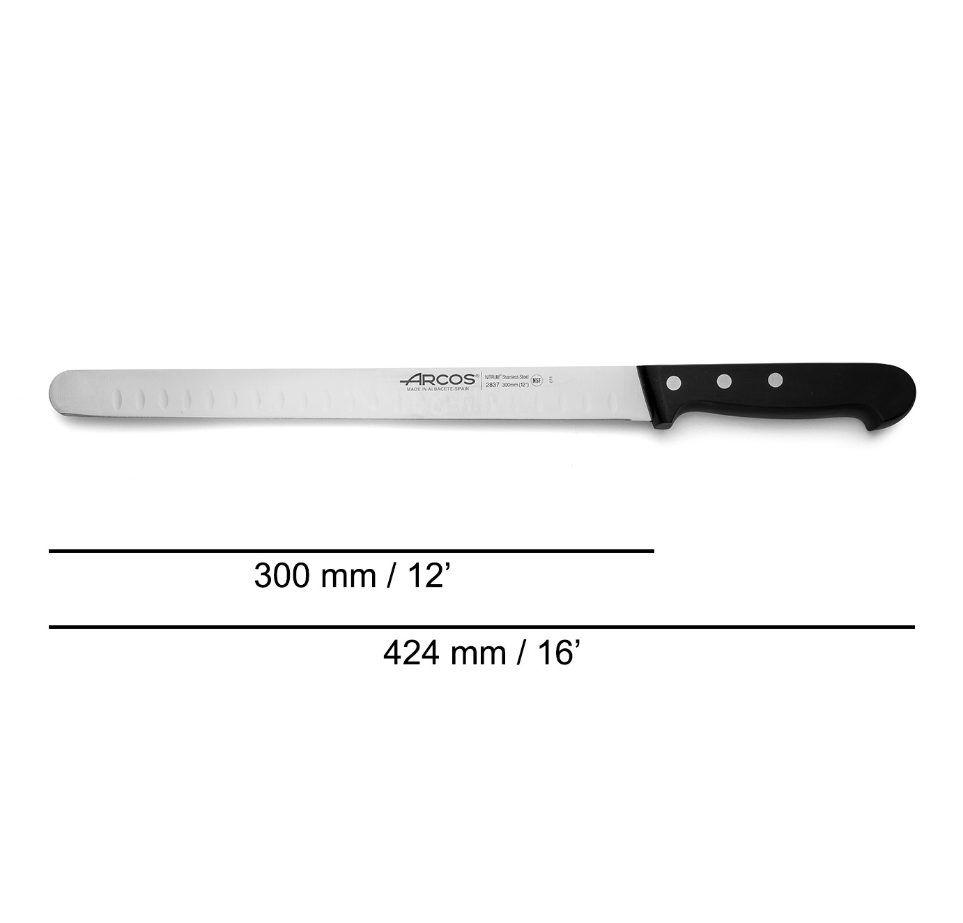 Faca Arcos para Salmão com lâmina de 30 cm de largura, Série Universal, com cabo em polioximetileno