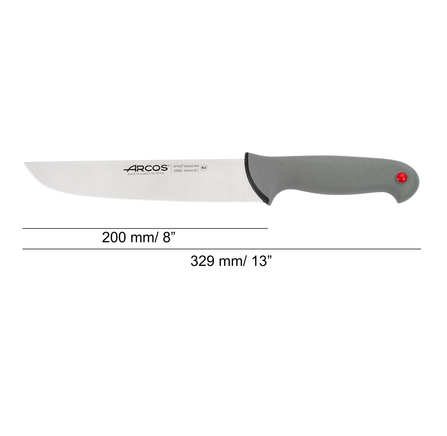 Arcos Fleischermesser mit 200 mm Colour Prof Klinge und grauem, doppelt eingespritztem Griff