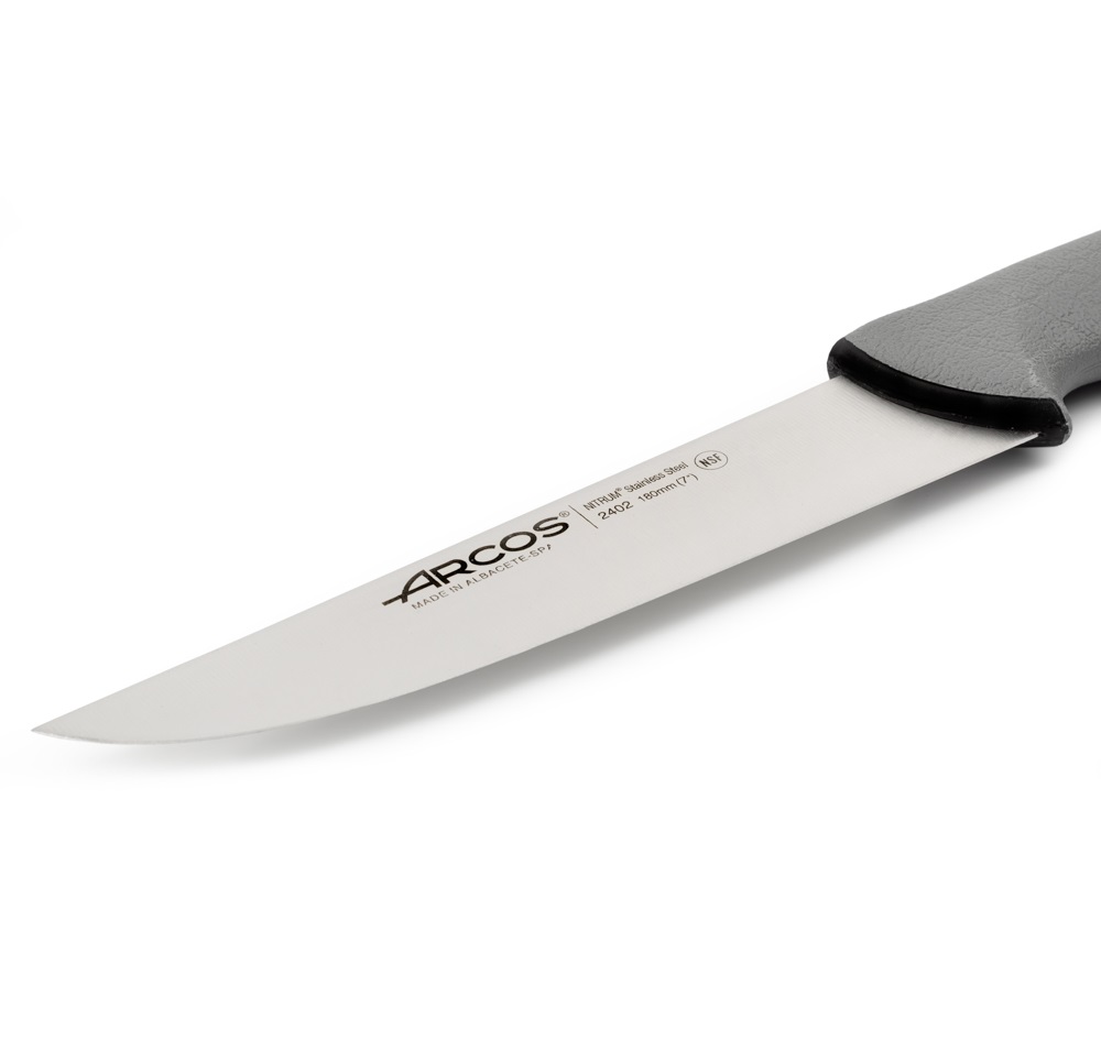 Faca de açougueiro Arcos com lâmina Color Prof de 180 mm e cabo duplo injetado cinza