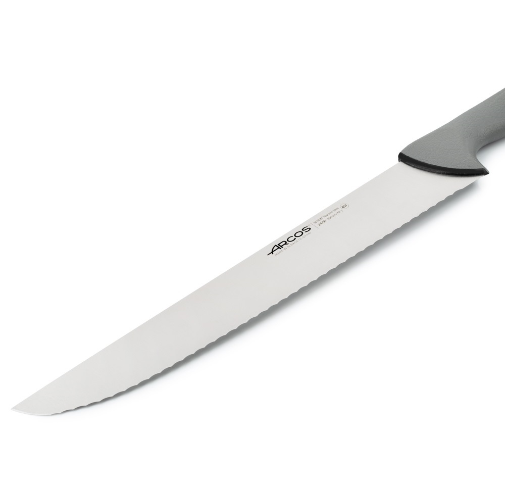 Faca de Peixeiro Arcos com lâmina serrilhada Color Prof de 350 mm e cabo duplo injetado cinza