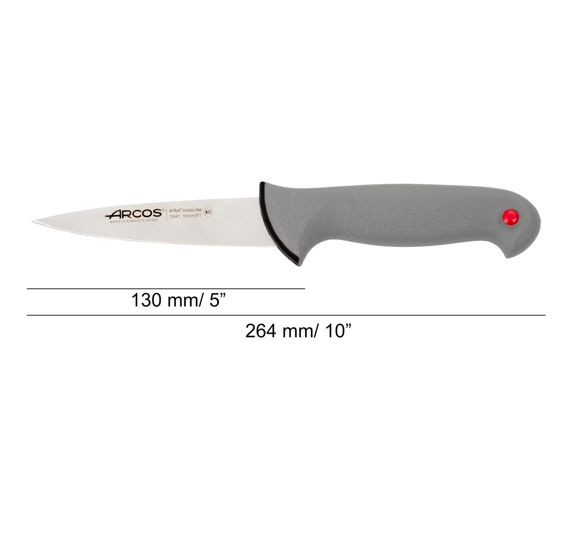 Faca de talho Arcos Point com lâmina Color Prof de 130 mm e cabo de dupla injeção cinzento