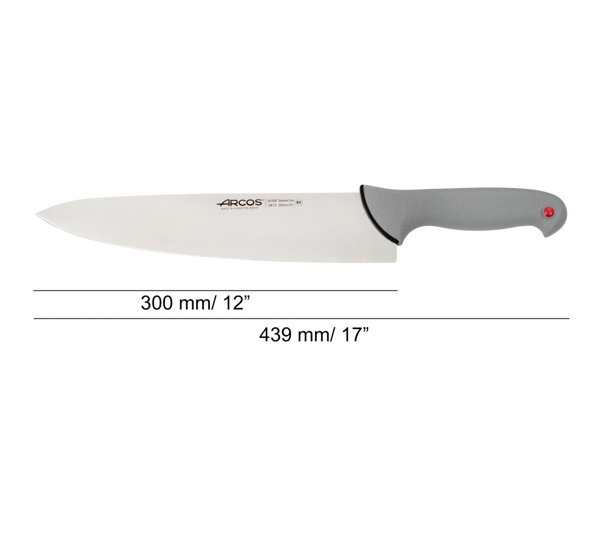 Arcos chef's knife with a 300 mm Colour Prof blade and a grey double-injected handle