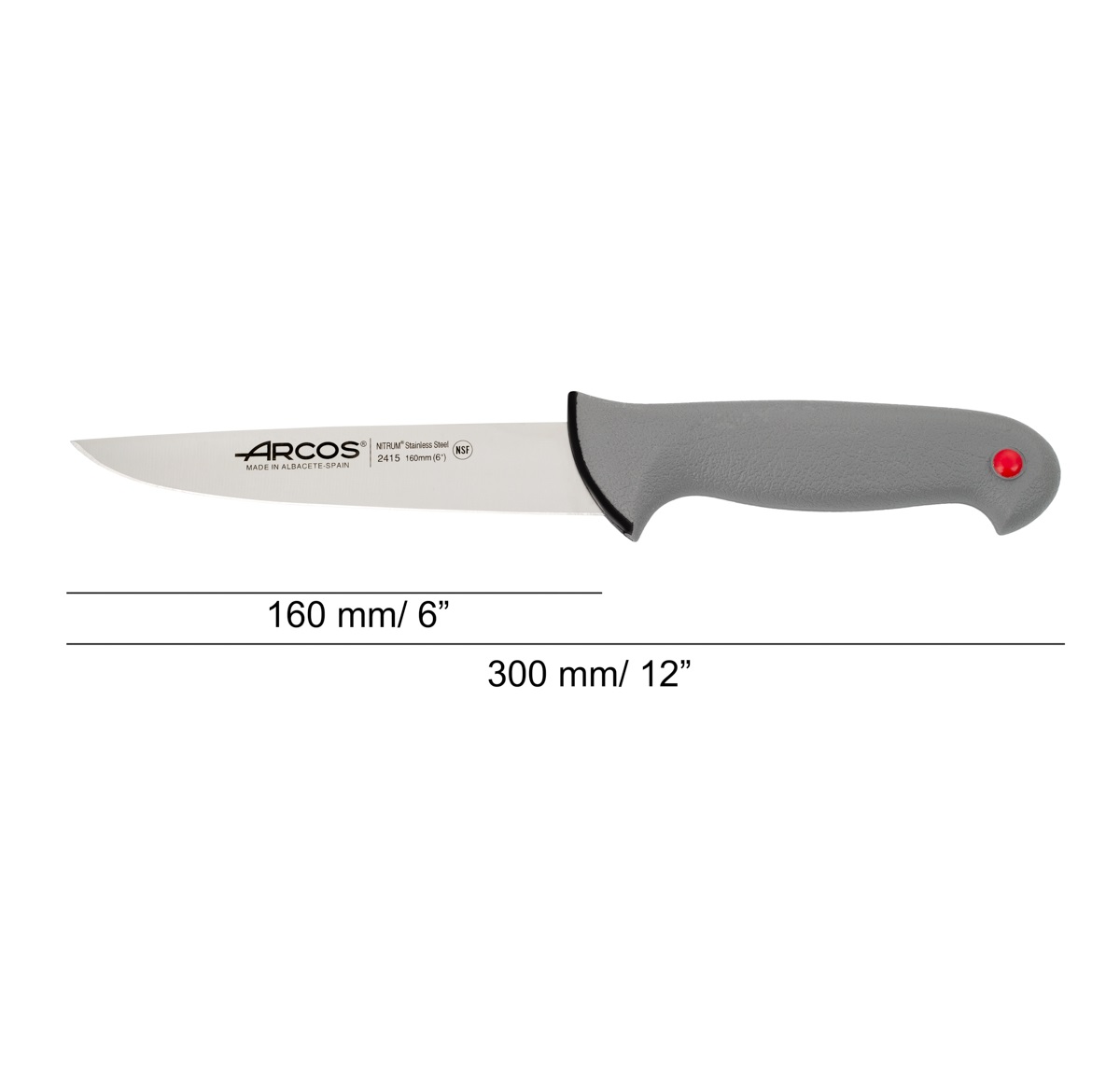 Faca de talho Arcos com lâmina Colour Prof de 160 mm e cabo de dupla injeção cinzento