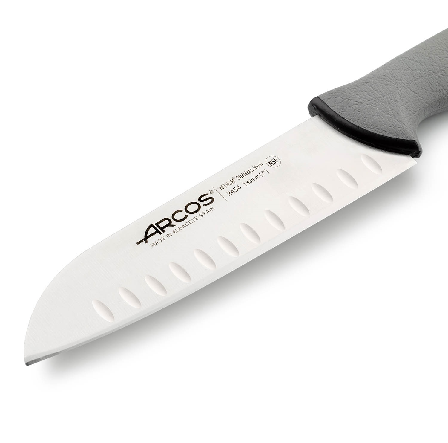 Arcos Japanese Santoku Knife with 18cm Blade, Colour Prof, Double Injection Grey Handle
