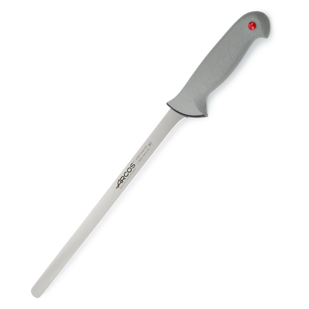 Arcos round-tip ham knife with a 30 cm blade and a grey double-in...