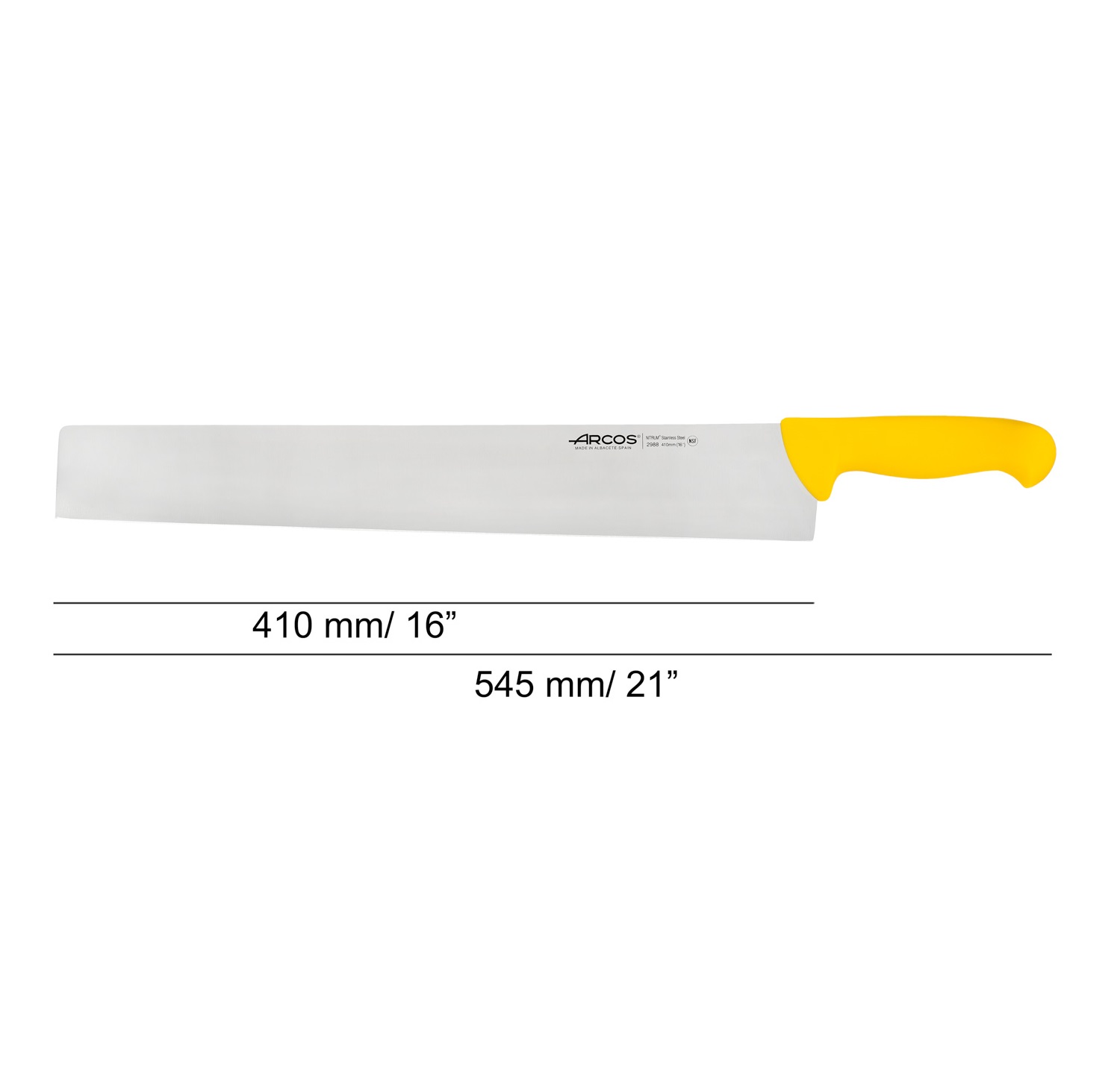 Arcos salami and cheese knife with a 41 cm straight blade and a colored polypropylene handle