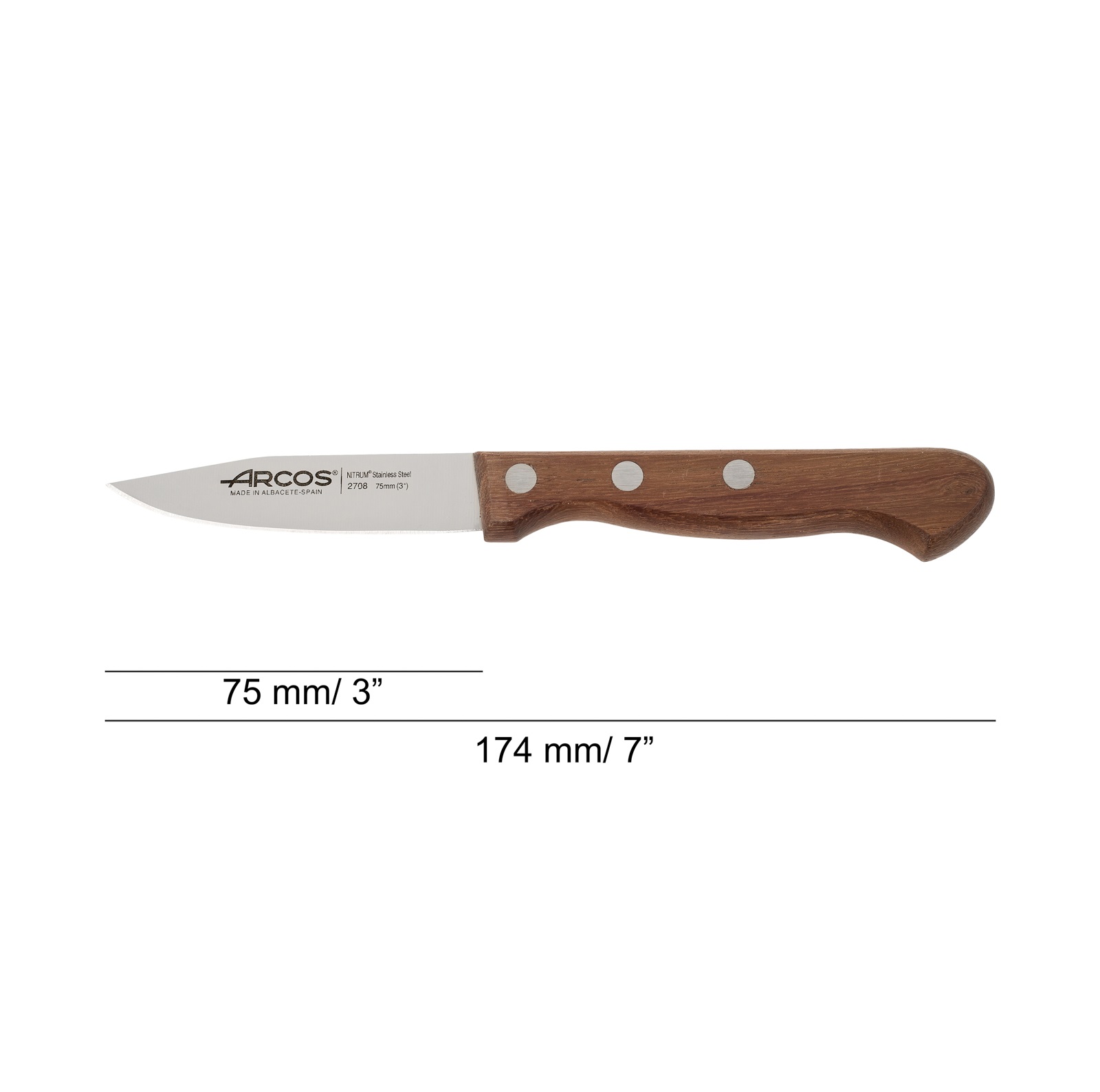 Arcos paring knife with wooden handle and 75 mm blade, Atlantic