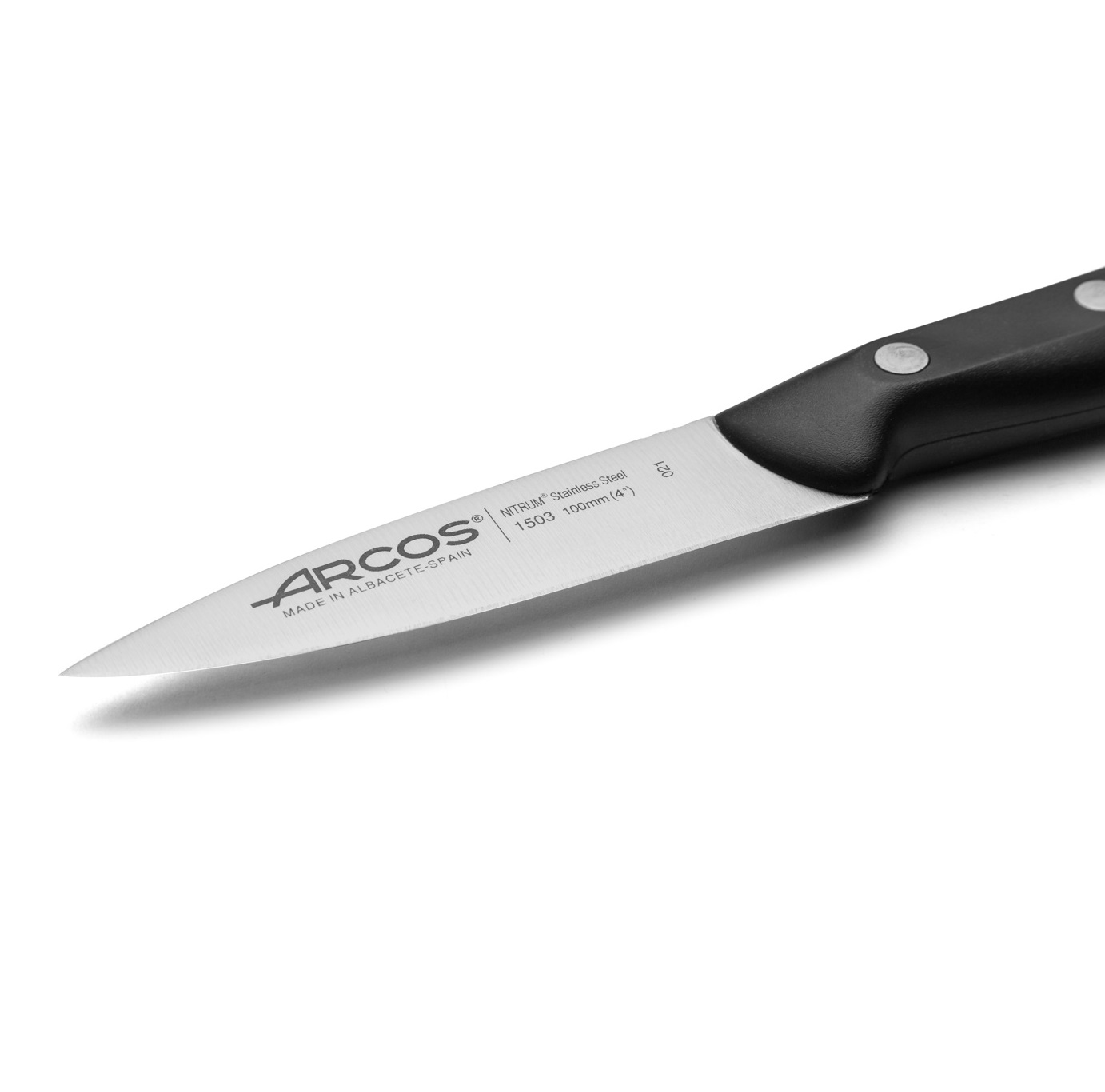 Arcos Maitre paring knife with black polypropylene handle and 100 mm blade