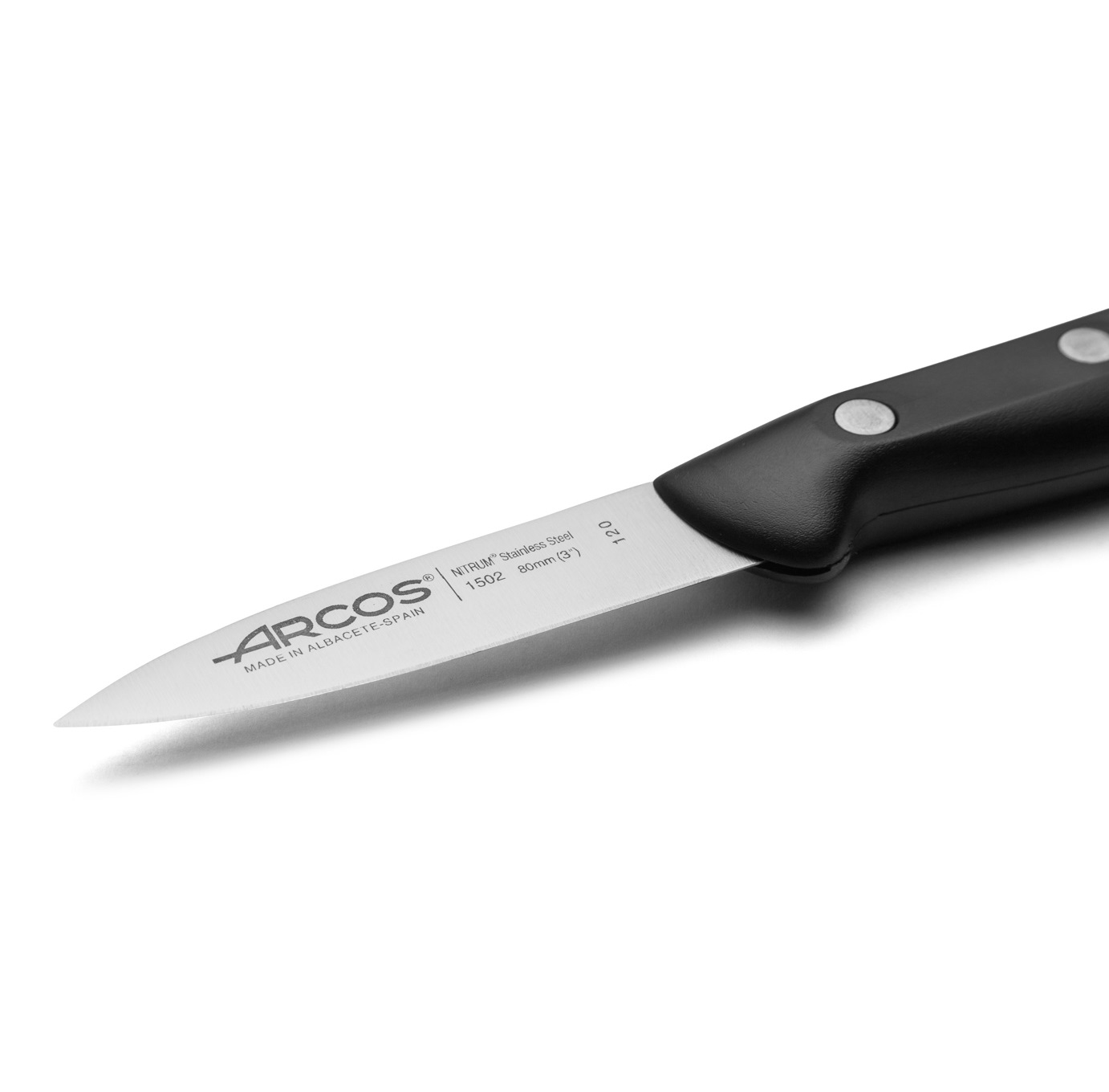 Arcos Maitre paring knife with black polypropylene handle and 80 mm blade