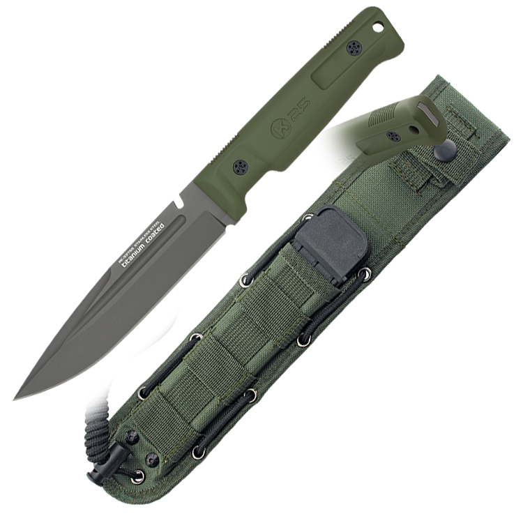 K25 tactical knife with titanium coated blade